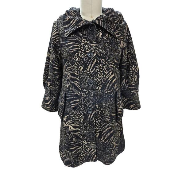 Simonton Says George Simonton 100% Polyester Animal Print Coat Sz M - Picture 1 of 8